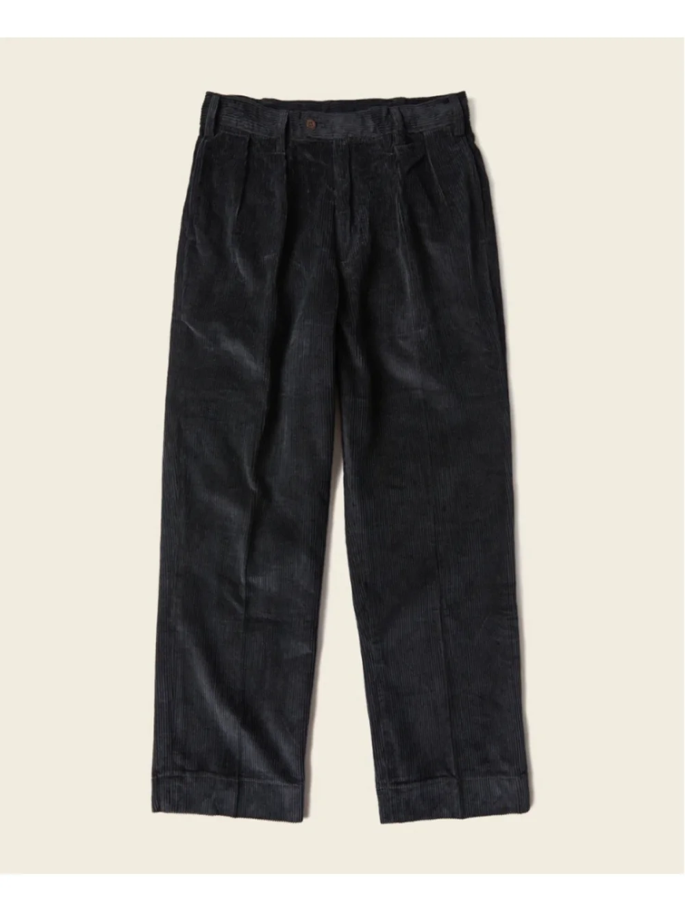 NON STOCK Corduroy Pants Men Pleated Casual Trousers Loose Workwear L 34